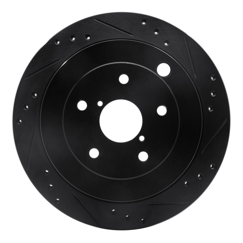 Subaru Tribeca Brake Rotor (1) - Rear Right - R1 Concepts - Drilled & Slotted - Black - `06-`14